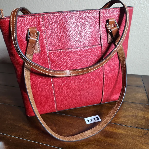 Dooney & Bourke Lexington Red Pebble Leather Tote Bag - Picture 3 of 16